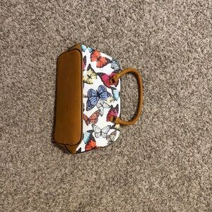 Rosetti Butterfly Print Cosmetic Bag with Tan Handles
